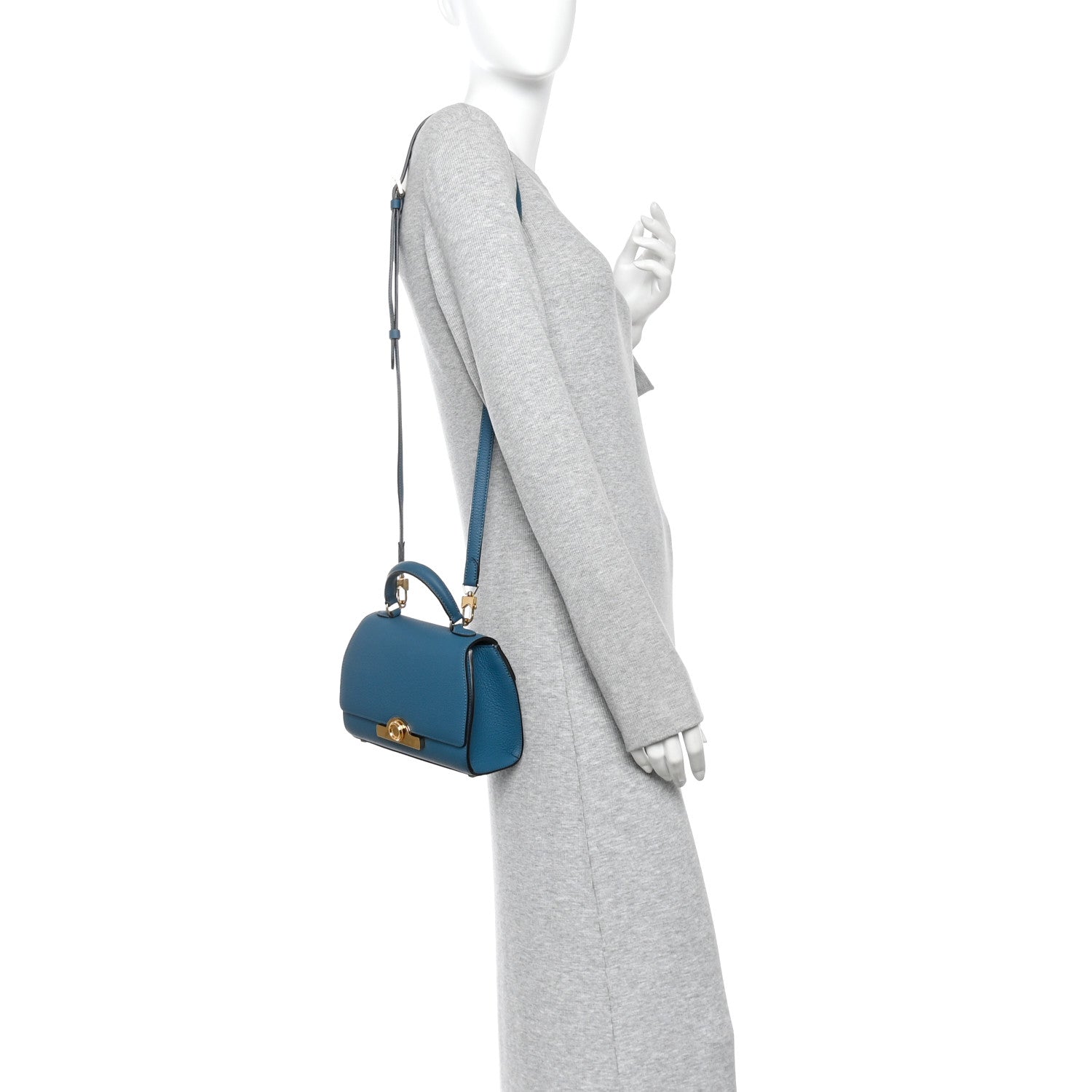 Moynat Taurillon Blush Rejane BB Prussian Blue 2 of 9