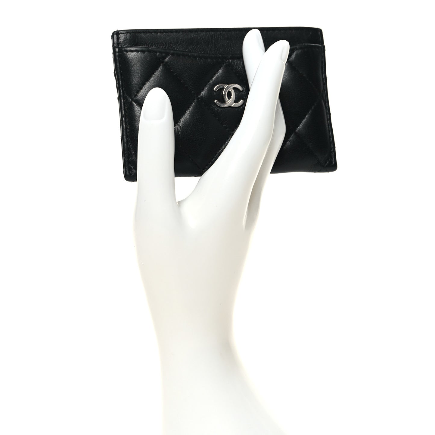 Lambskin Quilted Card Holder Black