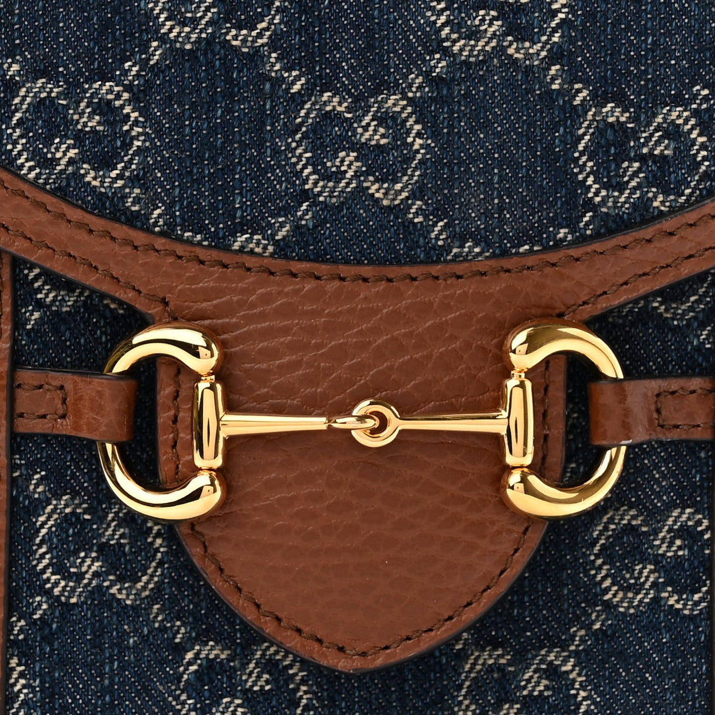 New Denim GG Monogram Dollar Calfskin Mini Horsebit 1955 Crossbody Bag Blue Tea Cuir Epilog