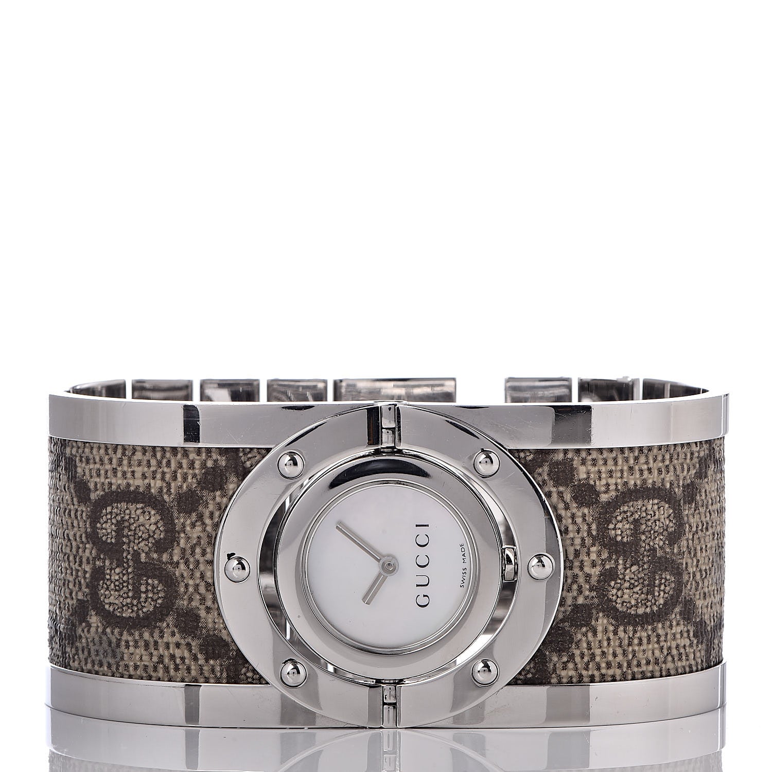 Gucci Stainless Steel Canvas Mother of Pearl 33mm Twirl Monogram Quartz Watch 3 of 11
