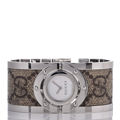 Gucci Stainless Steel Canvas Mother of Pearl 33mm Twirl Monogram Quartz Watch 3 of 11