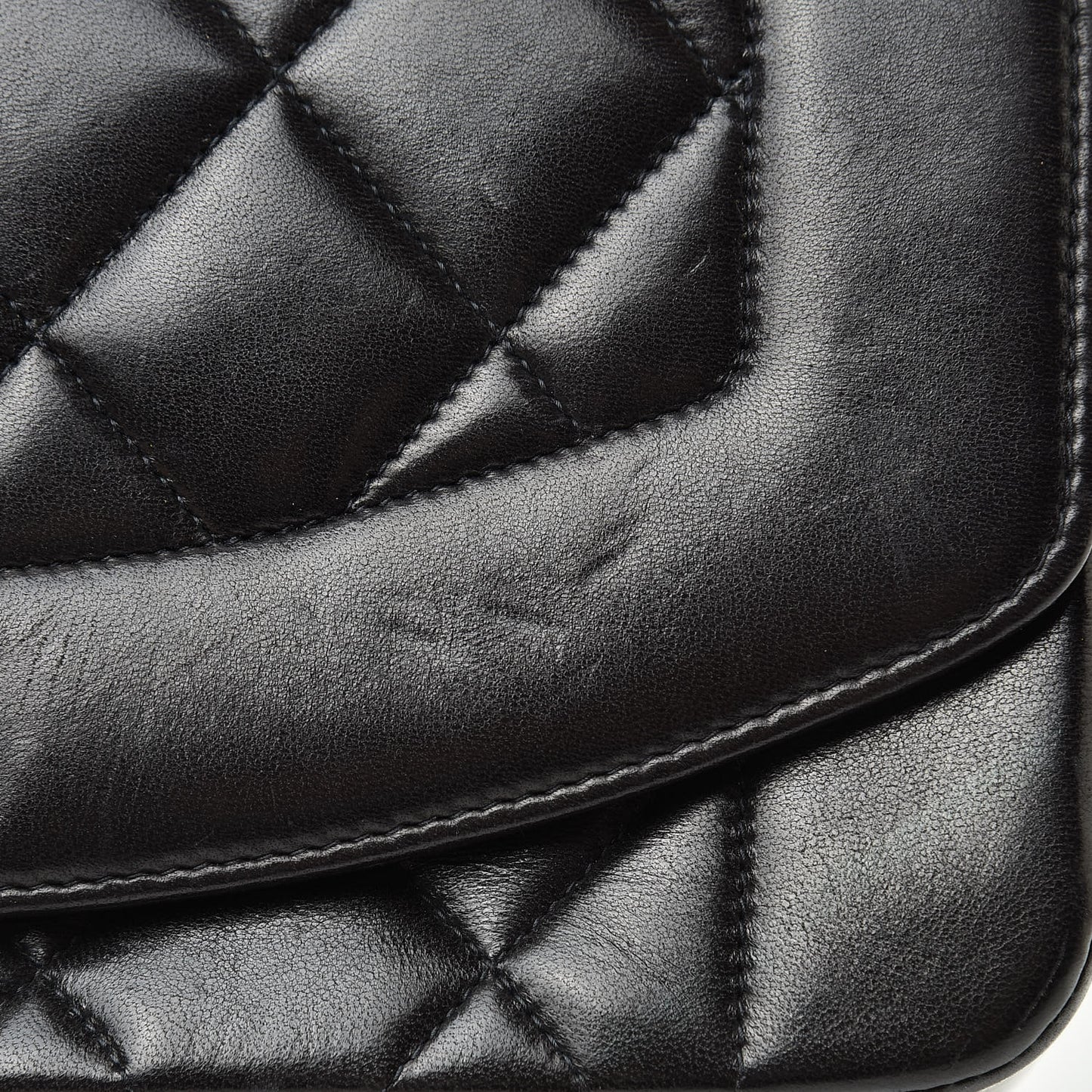 Lambskin Quilted Small Single Flap Brown