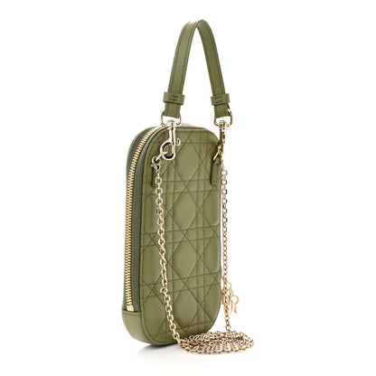 Christian Dior Lambskin Cannage Lady Dior Phone Holder Green 3 of 10