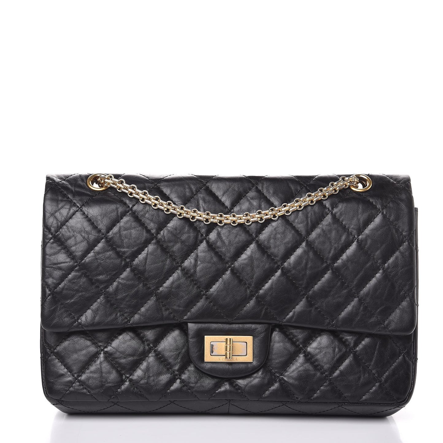 Aged Calfskin Quilted 2.55 Reissue 227 Flap Black