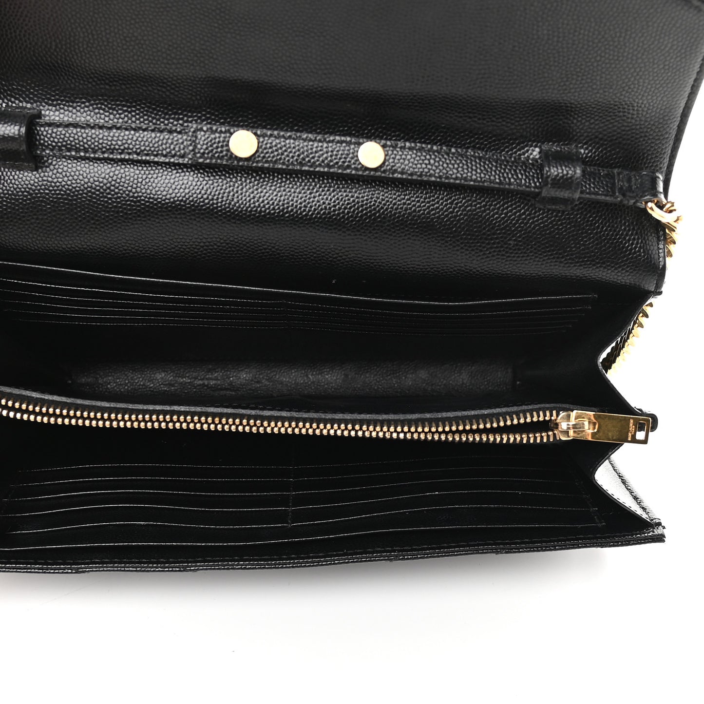 Grain De Poudre Matelasse Chevron Monogram Chain Wallet Black