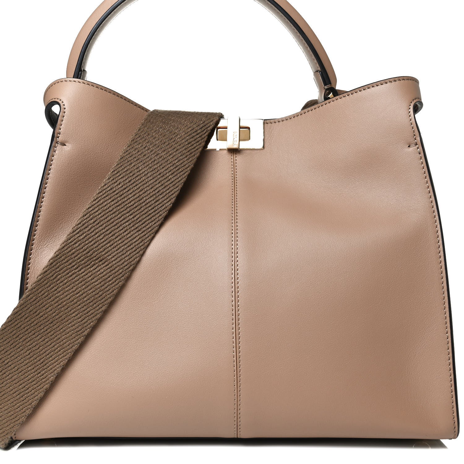 Fendi Vitello Seta Nabuk Pequin Medium Peekaboo X-Lite Cuoio Tabacco Moro 9 of 13
