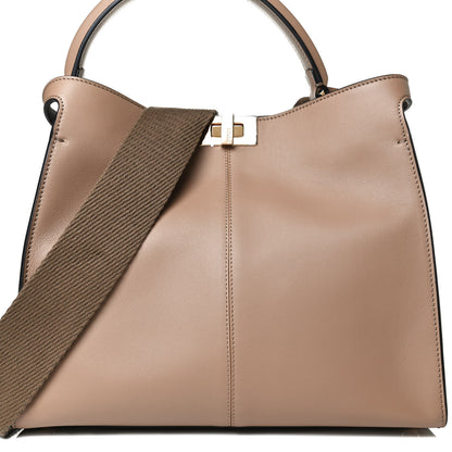 Fendi Vitello Seta Nabuk Pequin Medium Peekaboo X-Lite Cuoio Tabacco Moro 9 of 13
