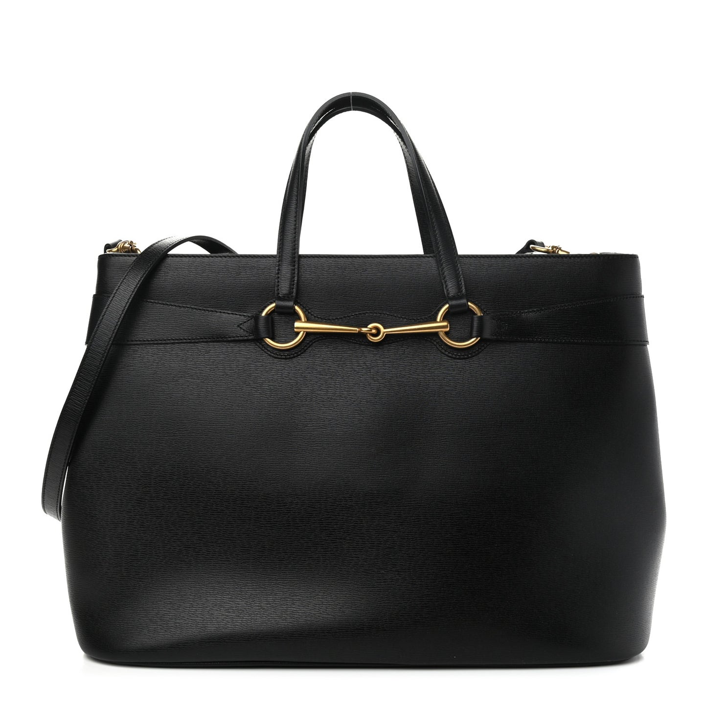 Textured Calfskin Large Bright Bit Tote Black