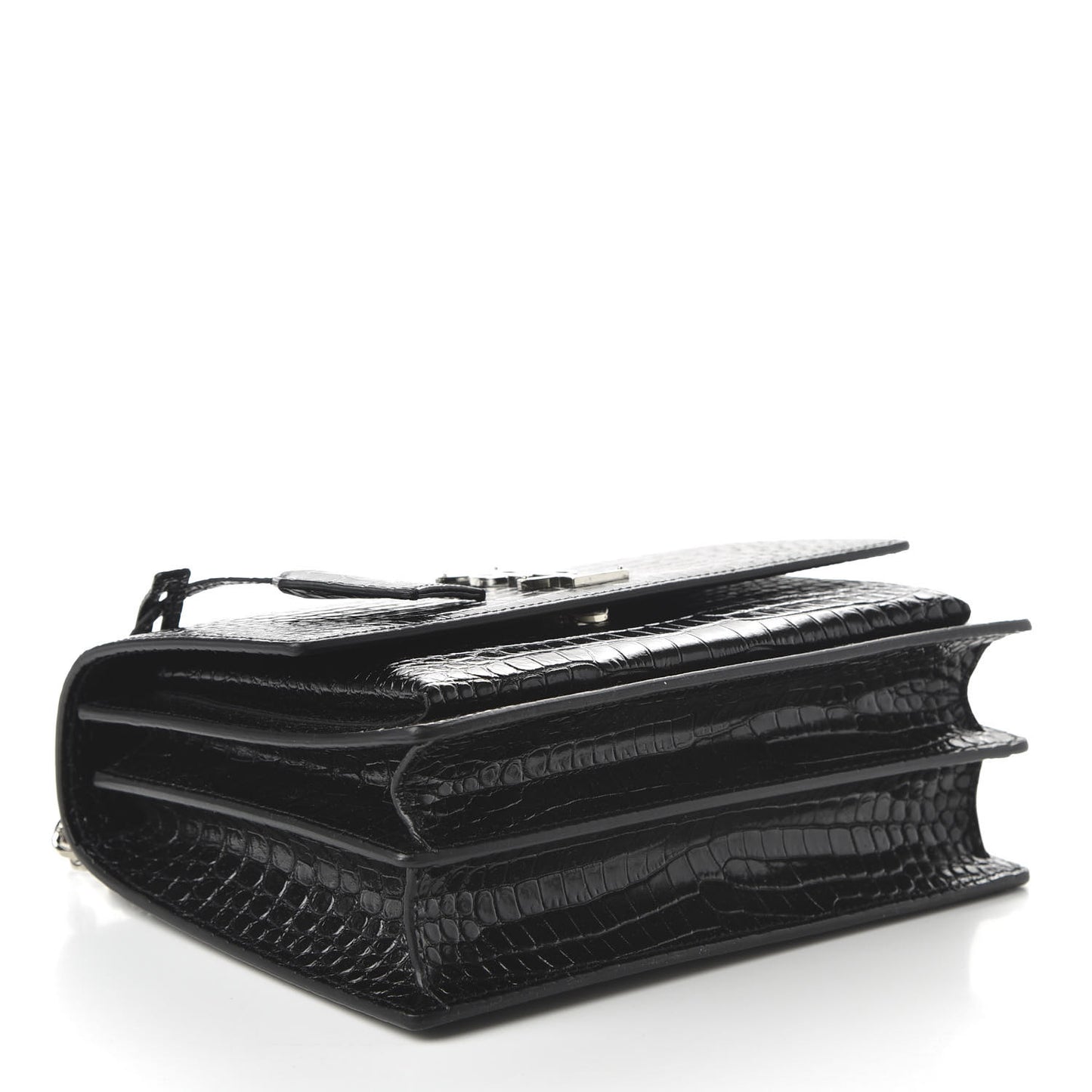 Calfskin Crocodile Embossed Medium Monogram Sunset Black