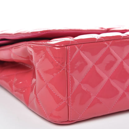 Chanel Patent Maxi Quilted Double Flap Dark Pink 8 of 15