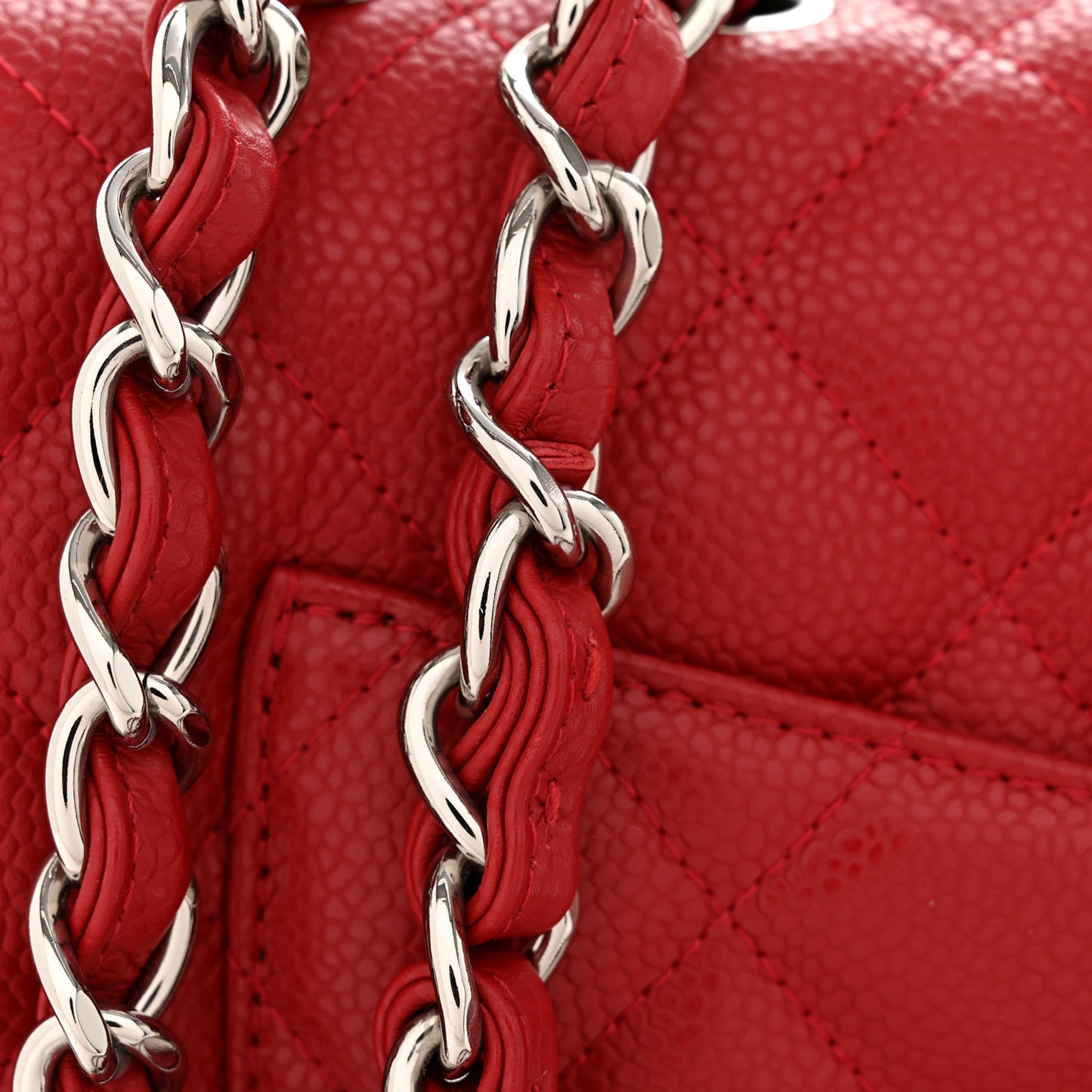 Caviar Quilted Jumbo Single Flap Red