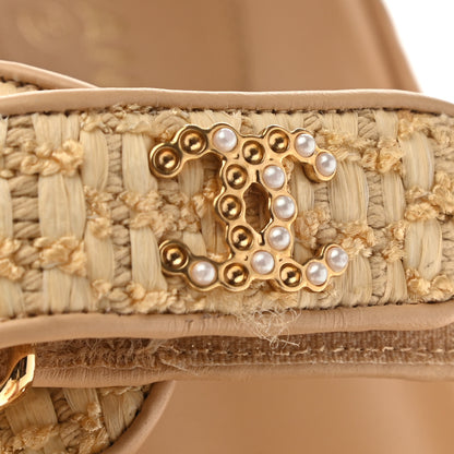 Chanel Braided Fabric Velcro Dad Sandals 39 Beige 11 of 13