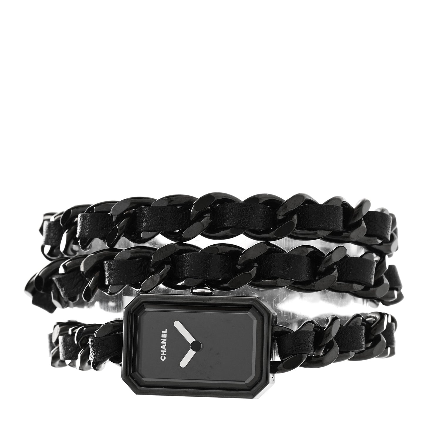 Stainless Steel Lambskin 16mm Premiere Rock Triple Row Quartz Watch Black