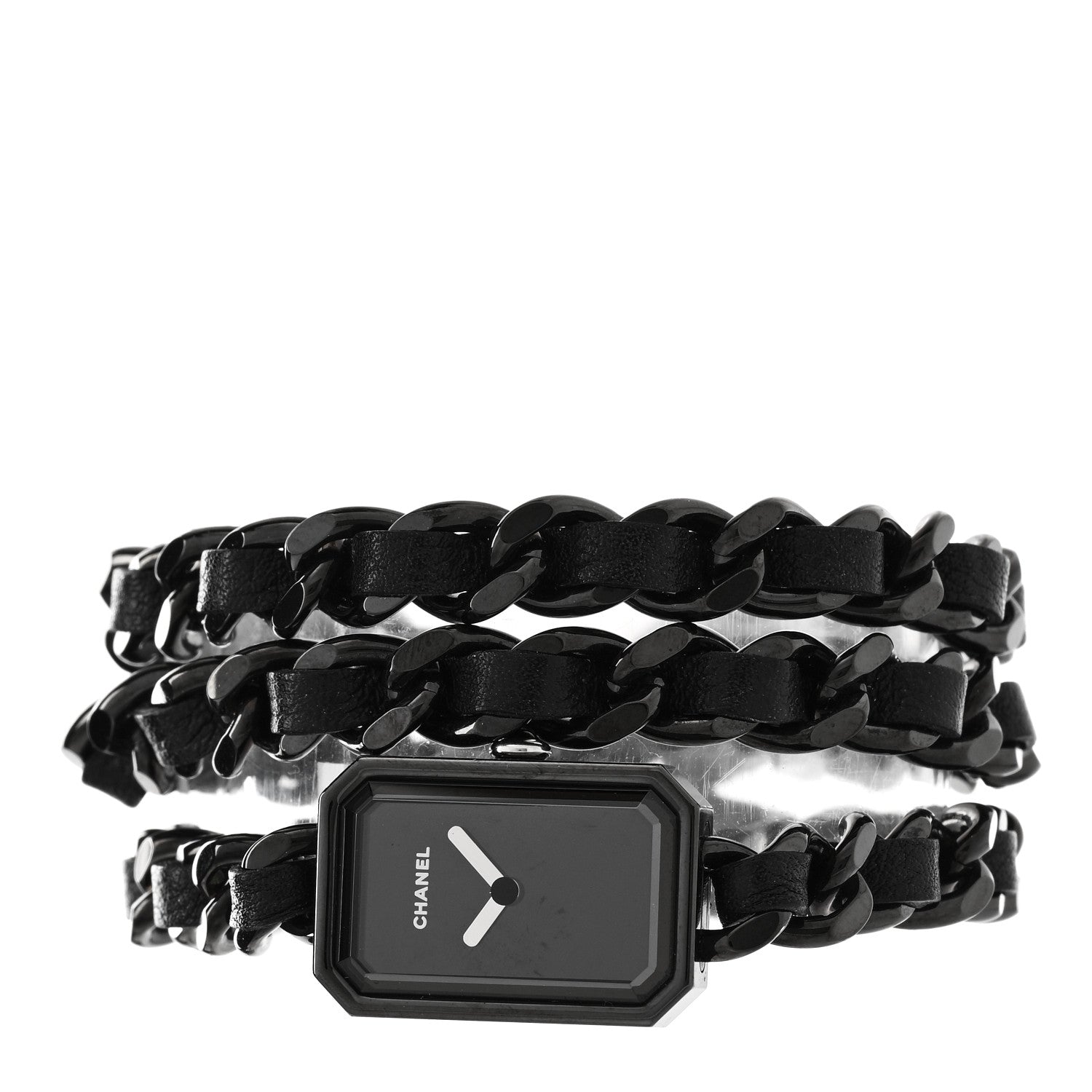 Chanel Stainless Steel Lambskin 16mm Premiere Rock Triple Row Quartz Watch Black 2 of 5