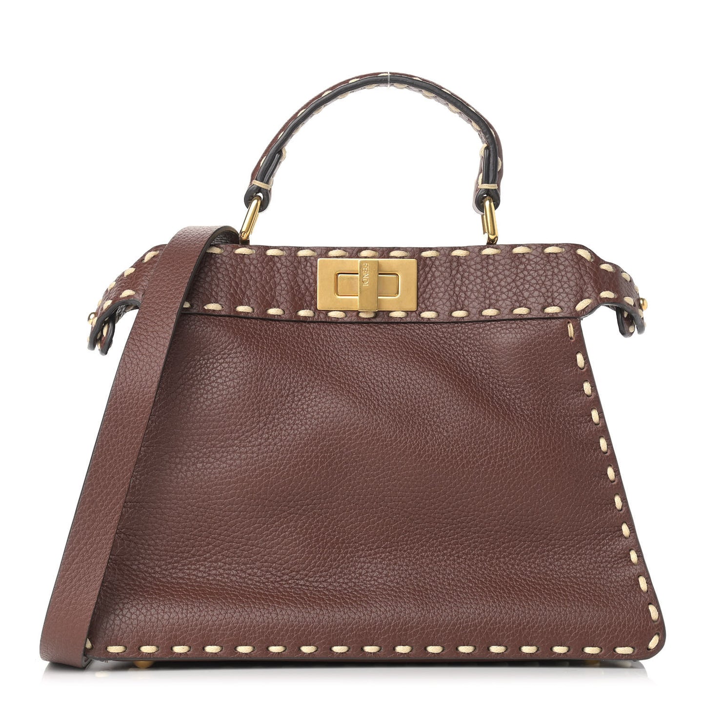 Vitello Granato Camoscio Selleria Macro Stitchings Small Peekaboo I SEE U Satchel Praline