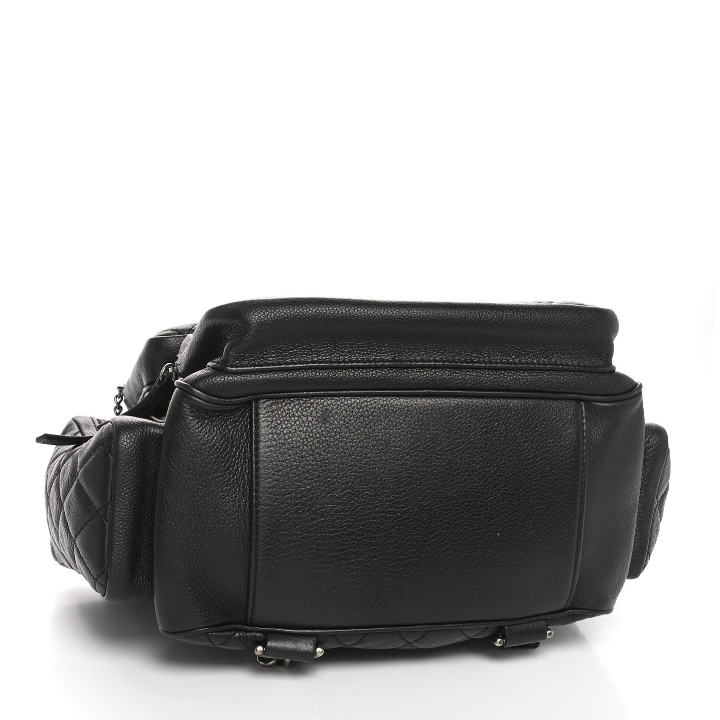 Grained Calfskin Quilted Large Casual Rock Backpack Black