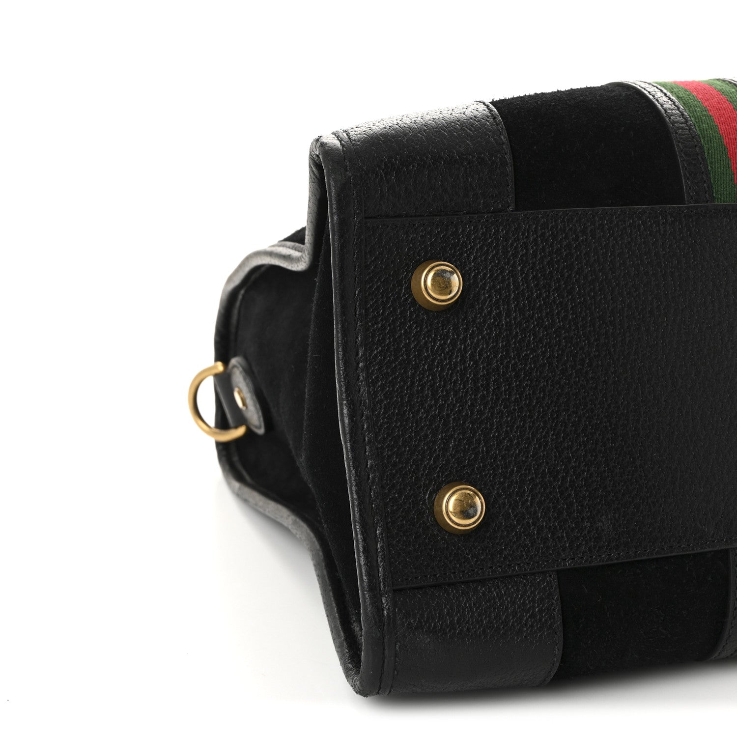 Gucci Suede Daino Textured Dollar Calfskin Web Medium Duffle Bag Black 9 of 10