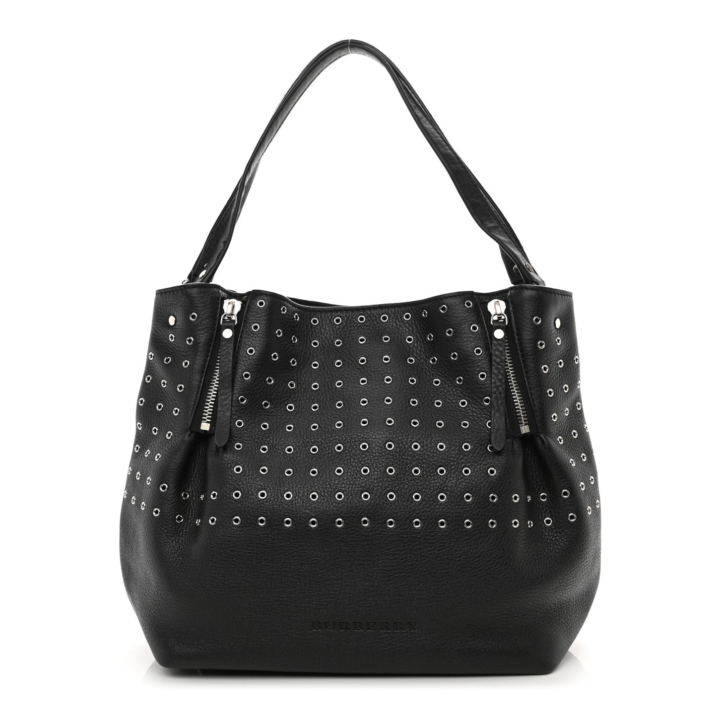 Calfskin Grommet Medium Maidstone Shoulder Bag Black
