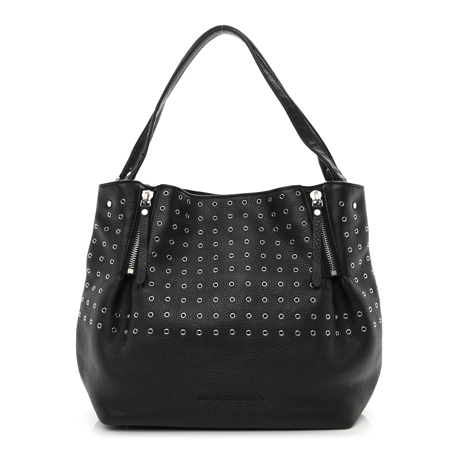 Burberry Calfskin Grommet Medium Maidstone Shoulder Bag Black 1 of 8