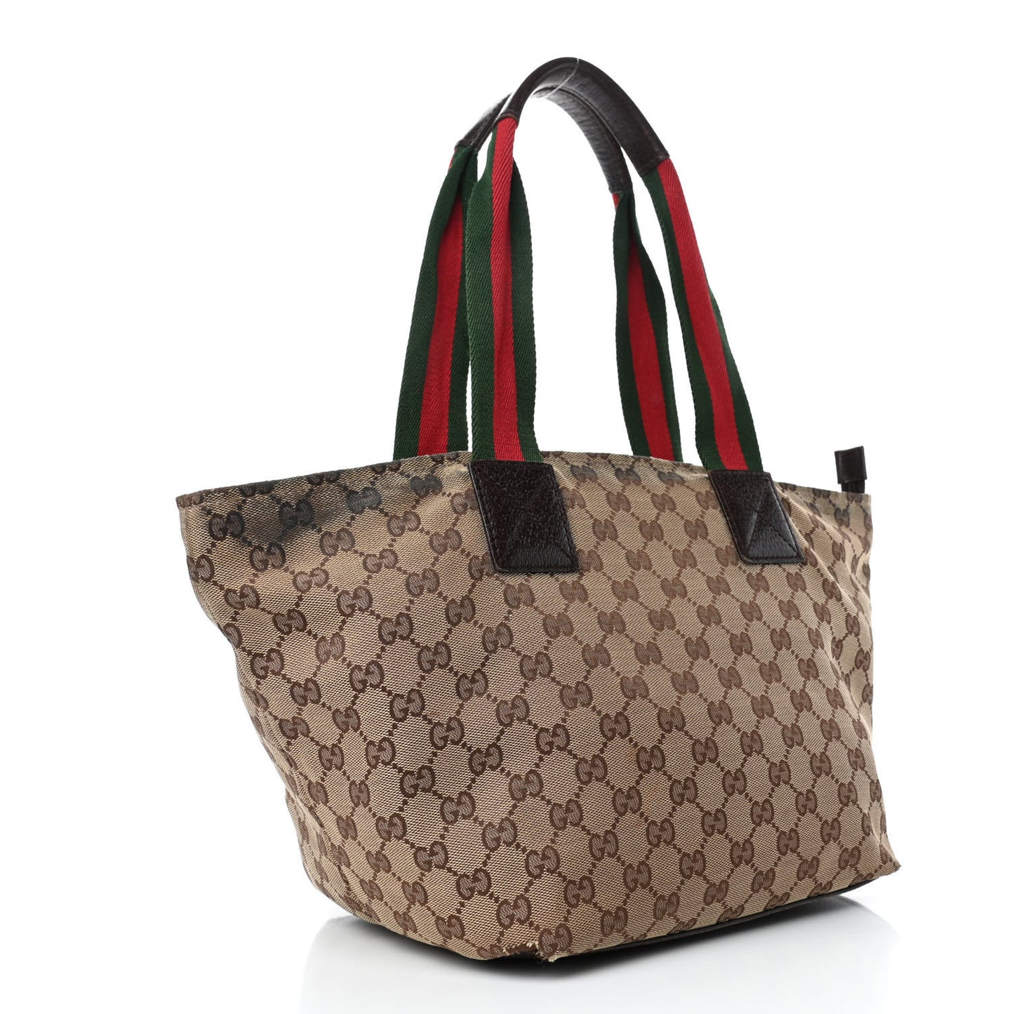 GG Monogram Medium Web Handle Bucket Tote Dark Brown