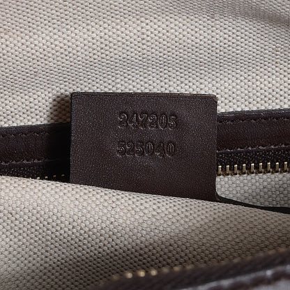 Gucci Monogram Selleria Calfskin Vintage Web Medium Boston Beige Ebony Cocoa 7 of 7
