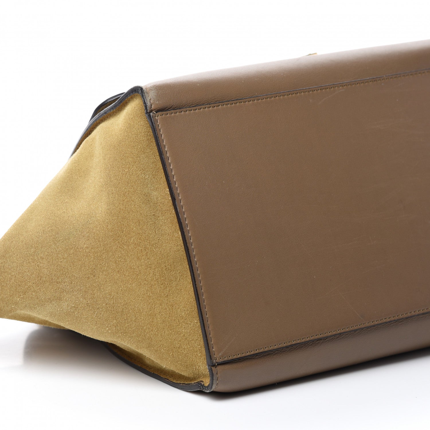 Celine Smooth Calfskin Suede Medium Tri-Color Trapeze Olive 6 of 16