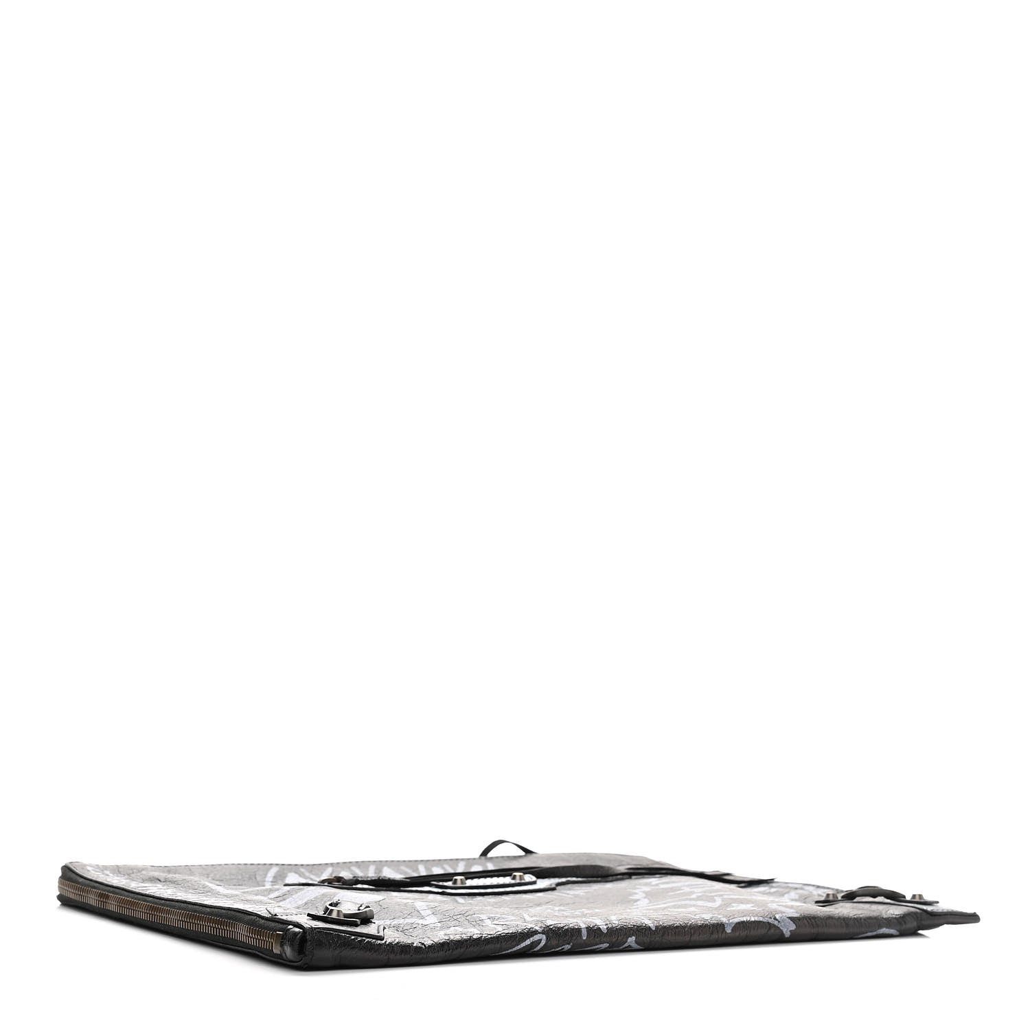 Balenciaga Agneau Classic Hardware Graffiti Small Pouch Black White 4 of 10