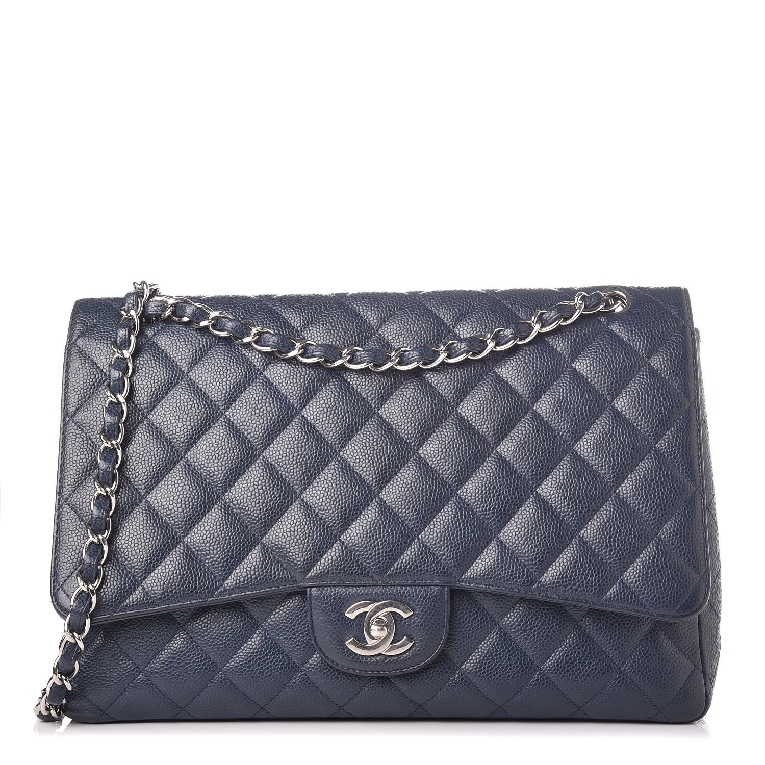 Chanel Caviar Quilted Maxi Single Flap Blue 1 of 11