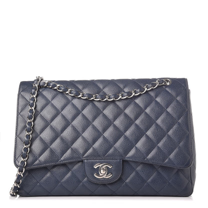 Chanel Caviar Quilted Maxi Single Flap Blue 1 of 11