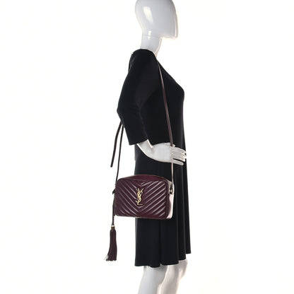 Saint Laurent Calfskin Matelasse Monogram Lou Camera Bag Dark Legion Red 2 of 12