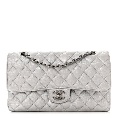 Chanel Metallic Caviar Quilted Medium Double Flap Silver 1 of 10
