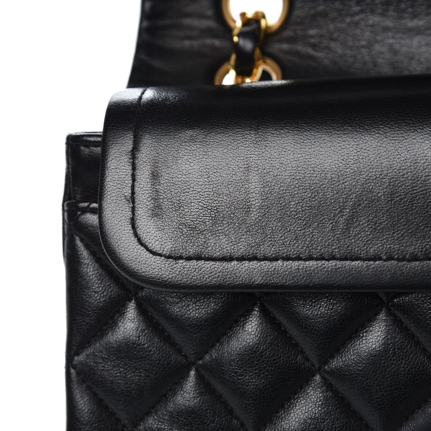 Lambskin Quilted Small Double Flap Black
