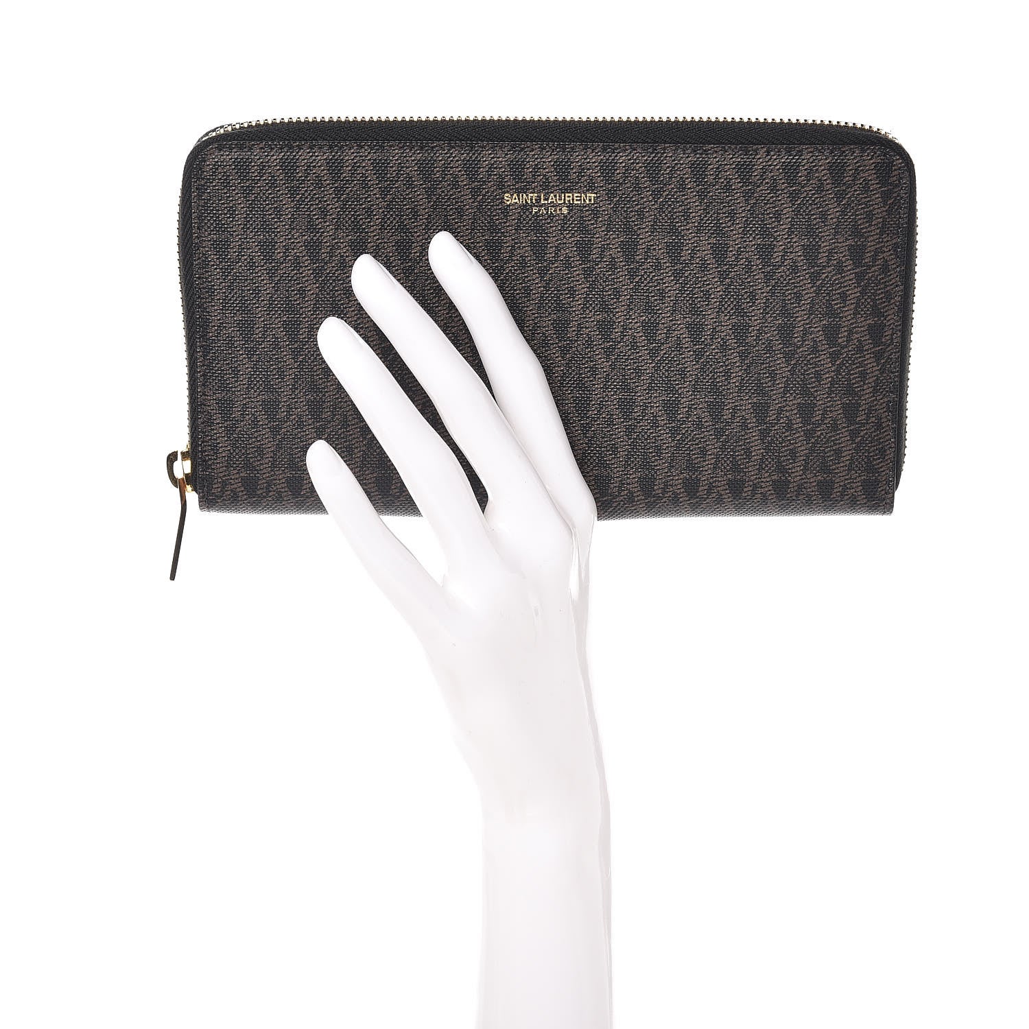 Saint Laurent Toile Monogram Classic Zip Around Wallet Black 2 of 9