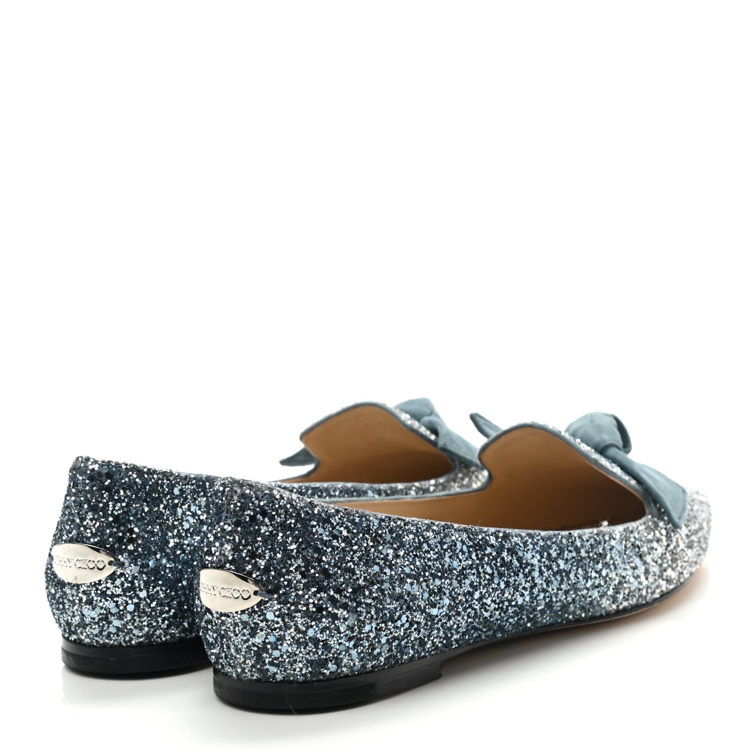 Jimmy Choo Glitter Degrade Fireball Gabie Flats 40 Silver Dusk Blue 4 of 7
