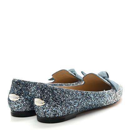 Jimmy Choo Glitter Degrade Fireball Gabie Flats 40 Silver Dusk Blue 4 of 7