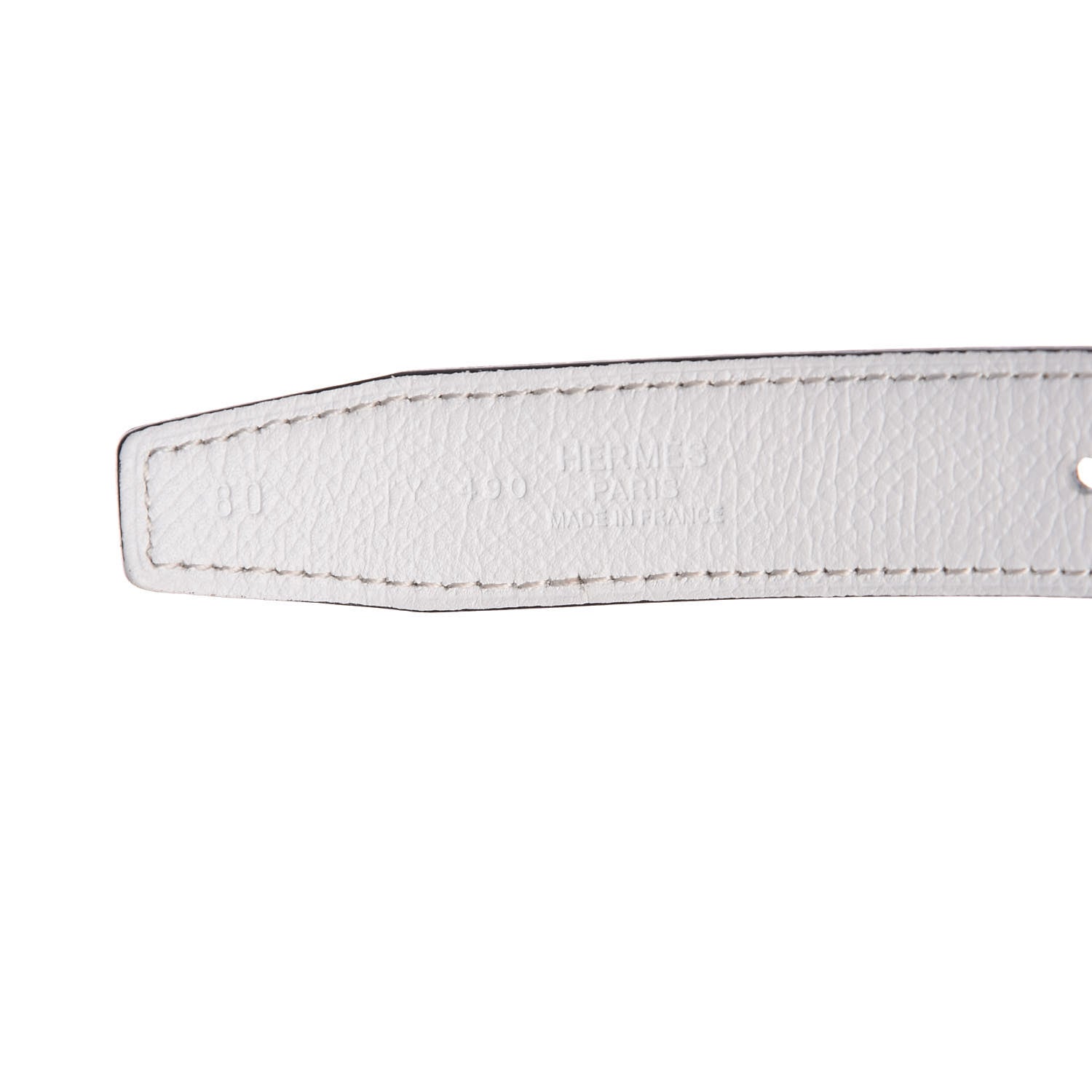 Hermes Epsom Swift 24mm Collier De Chien CDC Belt 80 White Etoupe 6 of 7