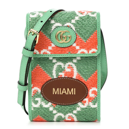 Gucci Straw Textured Dollar Calfskin Miami Mini Crossbody Deep Orange New Shamarock Off White Peanut Brown 1 of 10
