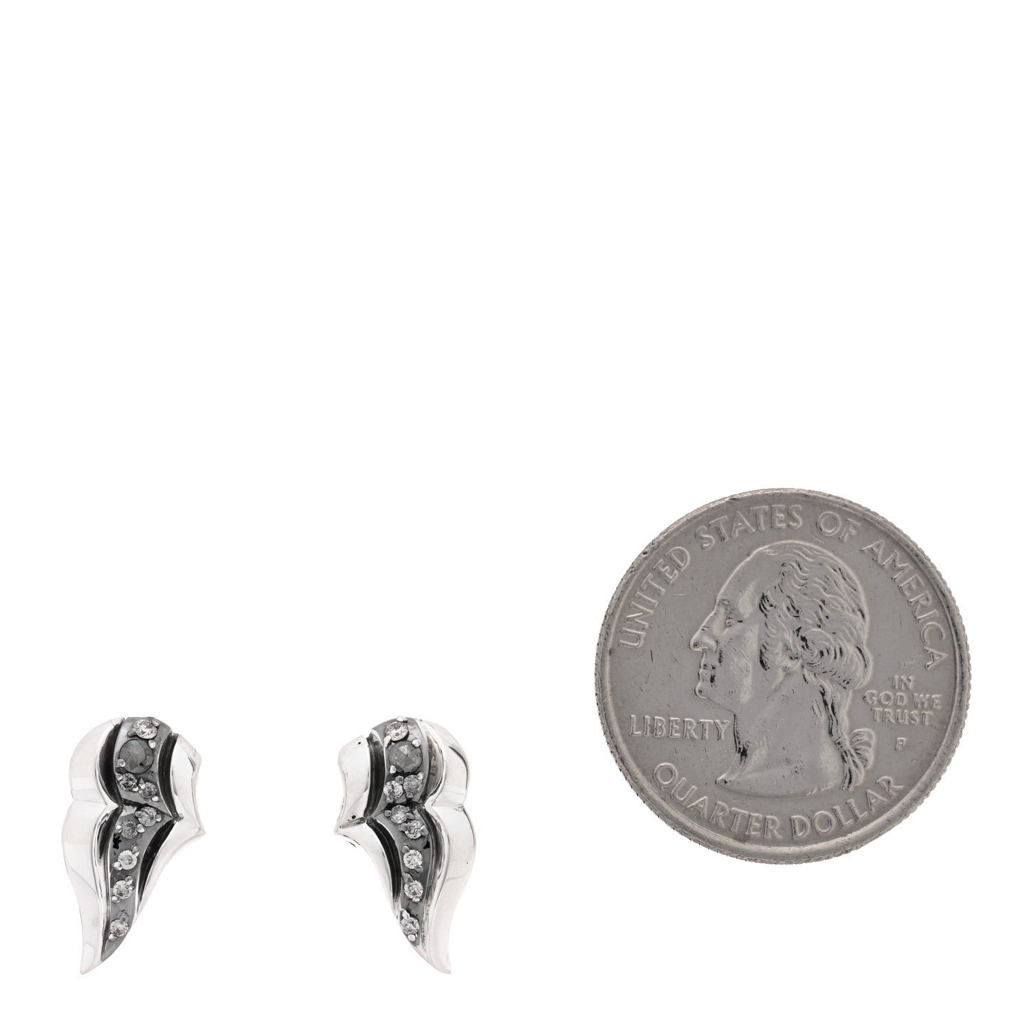 John Hardy Sterling Silver Diamond Lahar Wing Stud Earrings 2 of 4