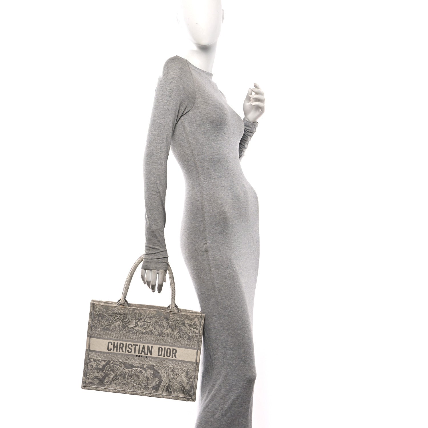 Christian Dior Canvas Embroidered Medium Dioriviera Toile De Jouy Reverse Book Tote Gray 2 of 12