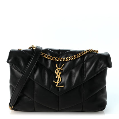 Saint Laurent Lambskin Quilted Toy Loulou Puffer Monogram Chain Satchel Black 1 of 11