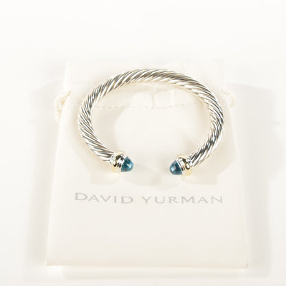 David Yurman Sterling Silver 14K Yellow Gold Blue Topaz 7mm Cable Classics Bracelet 7 of 7