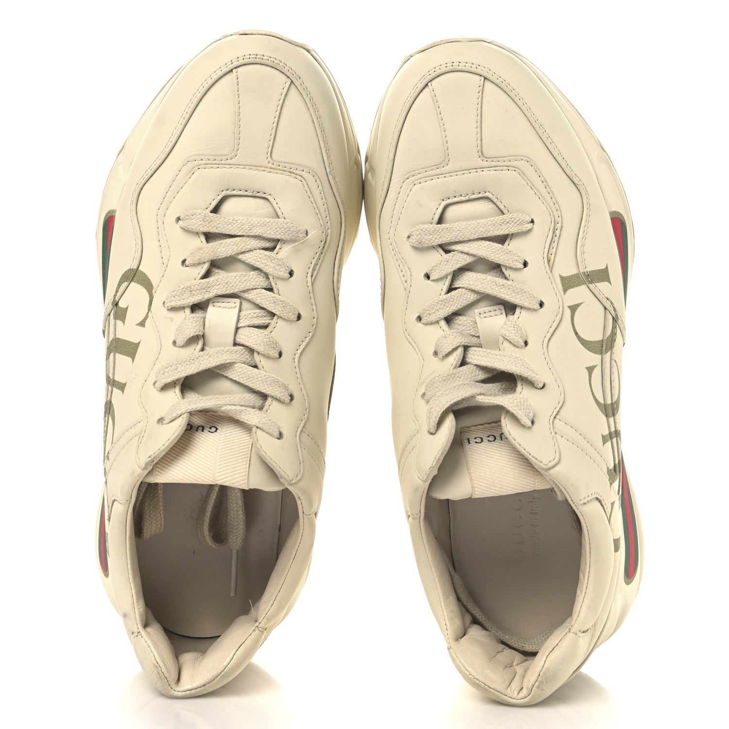 Gucci Calfskin Logo Womens Rhyton Sneakers 38 Ivory 2 of 10