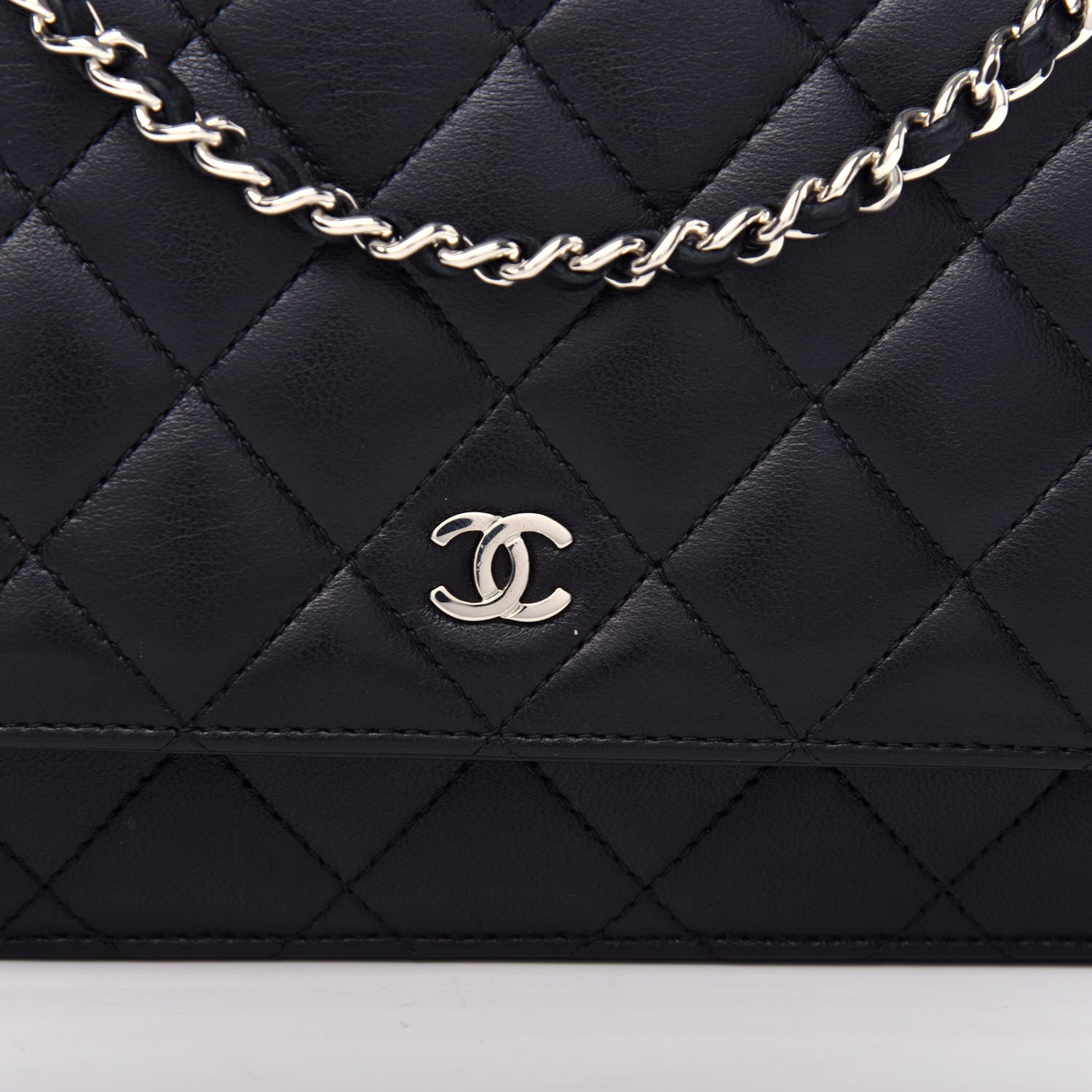 Chanel Lambskin Quilted Wallet On Chain WOC Black 11 of 12