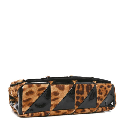Saint Laurent Patent Pony Hair Leopard Print Patchwork Monochrome Monogram Medium Jamie Natural Black 4 of 10