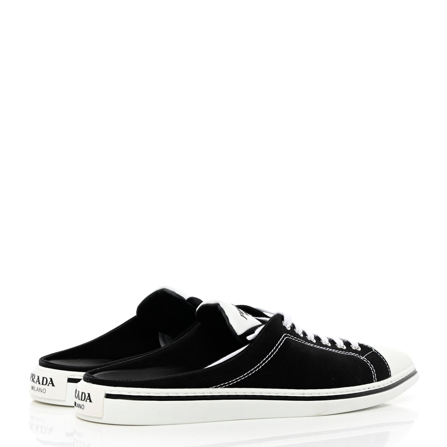 Nylon Gabardine Point-Toe Sneaker Mules 40 Black