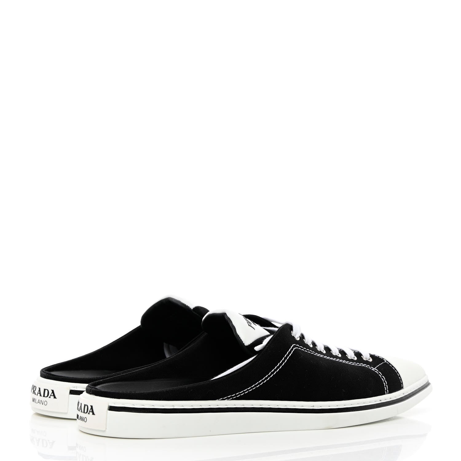 Prada Nylon Gabardine Point-Toe Sneaker Mules 40 Black 8 of 18