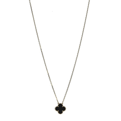 Van Cleef & Arpels 18K Yellow Gold Black Onyx Vintage Alhambra Pendant Necklace 1 of 6
