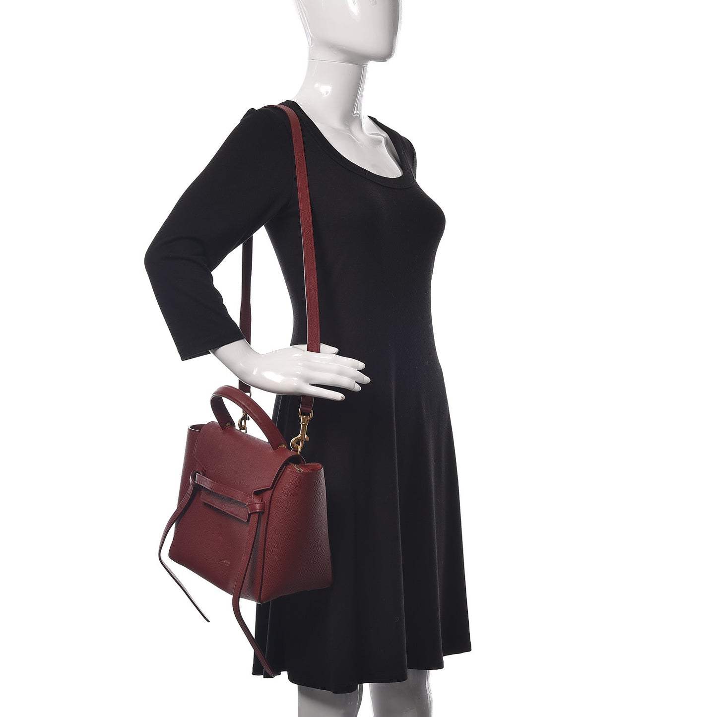Grained Calfskin Micro Belt Bag Light Burgundy