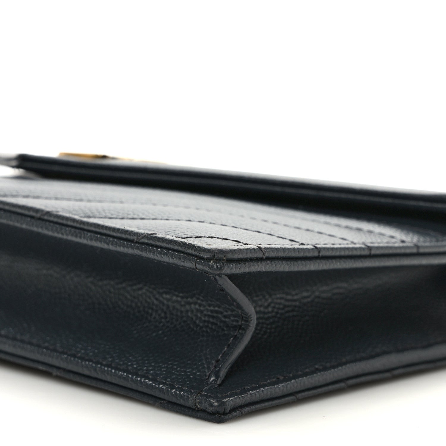 Saint Laurent Grain De Poudre Matelasse Chevron Monogram Envelope Chain Wallet Dark Smog 7 of 8