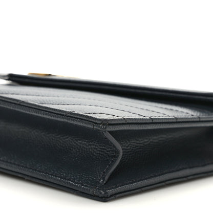 Saint Laurent Grain De Poudre Matelasse Chevron Monogram Envelope Chain Wallet Dark Smog 7 of 8